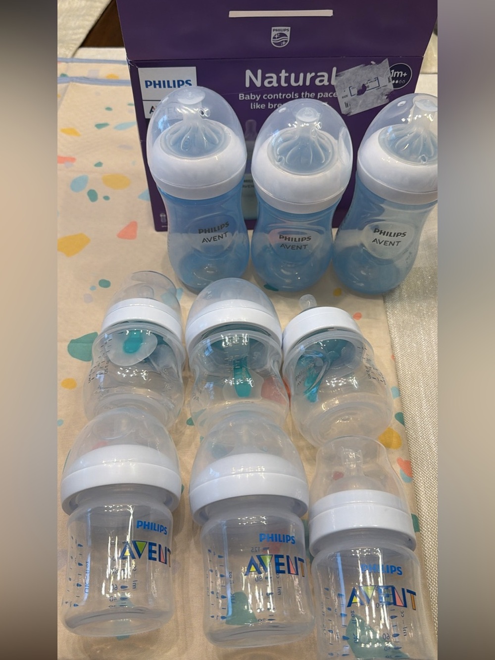 Philips Avent Baby Bottles mixed bundle of 9